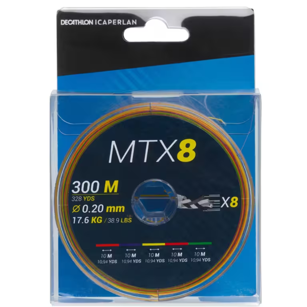 MTX8 300 m Multicolour 8-Strand Sea Fishing Braid 20/100